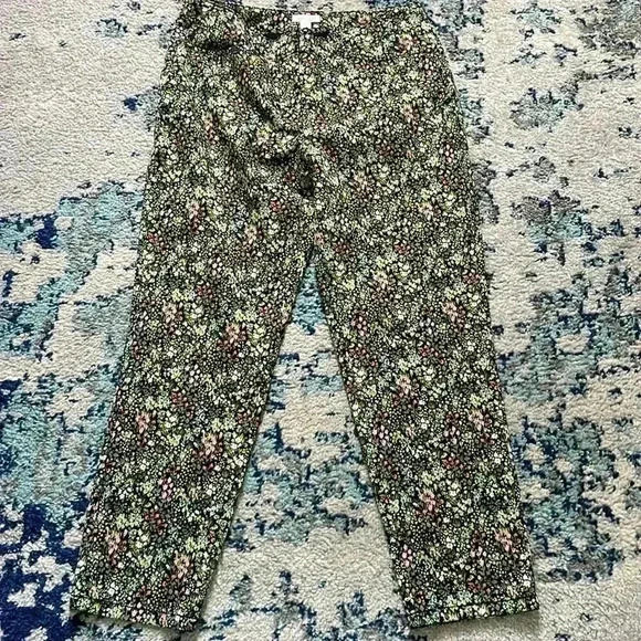 J. JILL Live-In Chino Pants Flat Front Stretch Multicolor Floral WMNS Sz 6p - Picture 1 of 6